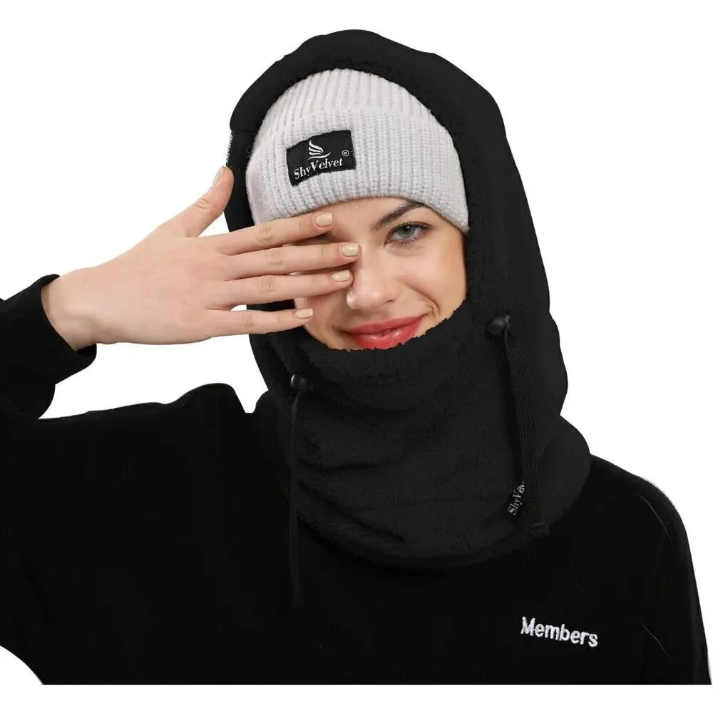🆕Velvet Balaclava Wind-Resistant Face Mask Women Warm Face Cover Hat Cap Scarf